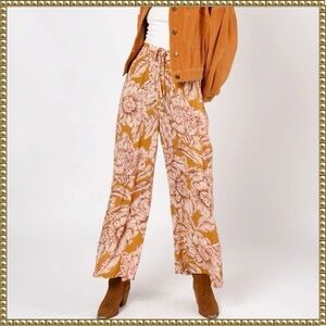 Band of the Free Arizona Gold Floral Wide Leg Pants Small